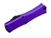Closed front view highlighting streamlined purple aluminum chassis.