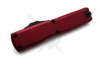 Microtech Ultratech Gen IV OTF knife closed showing merlot aluminum handle with hardware and Microtech logo