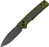 Kershaw Launch 22 automatic knife with BlackWash spear point MagnaCut blade and OD green aluminum handle featuring black Micarta inlays.