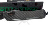 Close-up of carbon fiber texture and push button detail