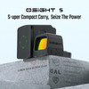 Osight S compact optic displayed with charging cover on product box