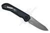 Clip side view of Armed Force Tactical automatic knife with black aluminum handle and metal pocket clip.