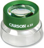 Carson BugLoupe 5x magnifier with green top and clear viewing base on white background