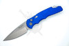 Pro-Tech TR-5 automatic knife blue aluminum handle stonewash S35VN blade open position USA made