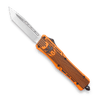 CobraTec CTK-1 OTF automatic knife hunter orange handle D2 blade front view open