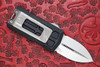 Microtech Exocet II OTF automatic knife open back side showing machined reversible pocket clip