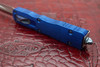 Rear closed angle of Marfione Custom Dirac showing blue anodized chassis and glass breaker