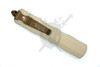 Microtech Dirac Delta closed rear side with bronze pocket clip and glass breaker