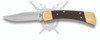 Buck 110 Slim Heritage Elite open with MagnaCut clip point blade and ebony wood handle with brass bolsters