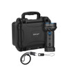 Olight Marauder Mini 2 Black high performance flashlight with hard protective case, charging cable, and accessories