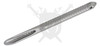 Microtech TAC-P Mini 112M-7 bead blasted stainless steel tactical spike shown outside the sheath with frag-patterned grip and glass breaker.
