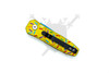 Reverse side of the Sprinkle Snap donut automatic knife with black pocket clip attached.