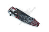 Backside view of Red Wolf Moon assisted opening pocket knife with pocket clip and wolf scene graphics