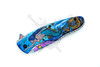 Closed mermaid fantasy folding knife with colorful ocean-themed handle artwork