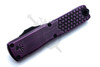 Microtech Ultratech Gen IV purple abrasion half tri-grip machined aluminum handle close-up