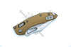 Microtech M-Stitch RAM-LOK 169MRL-10TA partially open tan aluminum handle detail