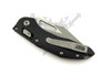 Rear view of Microtech M-Stitch RAM-LOK manual knife displaying reversible pocket clip and black aluminum handle