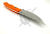 Top view of Microtech Akris fixed blade showcasing jimping and hollow ground blade
