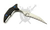 Opposite side of the Bee push dagger highlighting the aggressive full serrated stonewashed blade