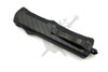 Angled rear view of the Carbon-Weave Strike OTF automatic knife with deep-carry pocket clip