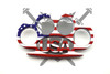 Rear view of the Stars & Stripes Patriot USA flag metal paperweight