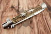 Closed Frank Beltrame 11-inch automatic stiletto featuring genuine European stag horn scales