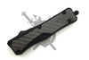 Back side of the Midnight Breach automatic knife with pocket clip attached