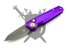 Purple Armed Force Tactical Pocket Flash Micro automatic knife showing the 1.5-inch stonewashed drop point blade.