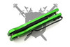 pine profile of the Armed Force Tactical Pocket Flash Micro automatic knife with green aluminum handle.