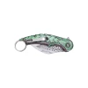 Closed view of the Dark Side Blades DS-A2026GN highlighting the compact profile, pocket clip, finger ring, and textured dragon scale handle.