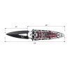 Side profile of the Dark Side Blades DS-A2023RD showing the 2.70-inch black spear point blade and detailed skull artwork handle.