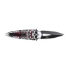 Reverse side of the Dark Side Blades DS-A2023RD highlighting the pocket clip and skeletal spine graphic.