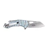Reverse side of the MTech USA MT-A822SBG showing the stainless steel pocket clip and patterned aluminum handle.