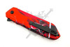 Closed Mercenary Mayhem Deadpool folding knife displaying detailed red graphic aluminum handle artwork.