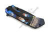 Rear closed view of the Wizard's Edge Harry Potter folding knife displaying the pocket clip and colorful wizard-themed handle graphics.