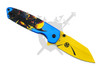 Reverse side of Feral Strike Wolverine assisted opening pocket knife with pocket clip and gold blade.