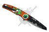 Rear view of Pixel-Level Sidekick Yoshi inspired assisted opening knife showing pocket clip and retro graphic blade.
