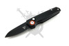 Front view of Armed Force Tactical Pocket Flash Micro automatic knife open showing black drop point blade