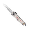CobraTec Medium FS-3 Molon Labe OTF automatic knife with D2 double edge partially serrated blade deployed