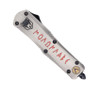 Closed CobraTec Medium FS-3 Molon Labe automatic knife showing Cerakote handle artwork