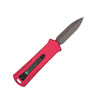 CobraTec OTF 952 Gen II Red Automatic Knife with Stonewashed D2 Double Edge Full Serrated Blade - Reverse View