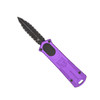 CobraTec OTF 952 Gen II Purple Automatic Knife with Stonewashed D2 Double Edge Full Serrated Blade - Front View