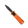 CobraTec OTF 952 Gen II Orange Automatic Knife with Stonewashed D2 Double Edge Full Serrated Blade - Front View