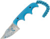 CRKT Folts Minimalist Bowie Cthulhu Fixed Blade Neck Knife  Satin with Etching, Blue Thermoplastic Handles, Thermoplastic Sheath