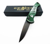 Piranha Fingerling  Green Automatic Knife Tactical Black Blade