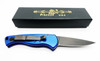 Piranha Fingerling Blue Automatic Knife Tactical Black Blade