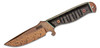 Dawson Knives Custom Pathfinder Fixed Blade Knife CPM-3V Arizona Copper Clip Point, Carbon Fiber Handles / Kydex and Leather Hybrid Sheath