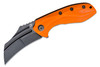 Kansept Knives KTC3 Flipper Knife 154CM Black Hawkbill Blade Orange G10 Handles