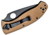 Spyderco Lightweight Tenacious Plain Black Blade Folding Knife Tan FRN Handle