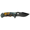 Master USA Spring Assisted Folder Knife with Embossed Yellow Dragon Design